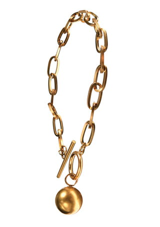 Ball & Chain Fob Bracelet - Stainless Steel - 18K Gold