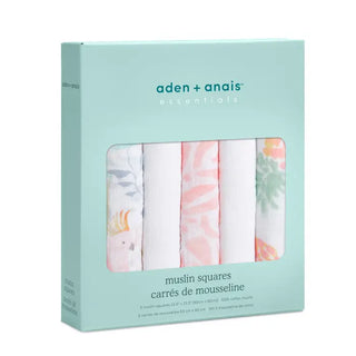 aden + anais
essentials cotton muslin squares 5 pack - tropical