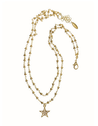 Dble Star Chain W.Crystal Star Captured - Gold/Clear Necklace