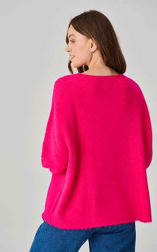 Luella Bettina Long Alpaca Jumper In Dark Fuchsia