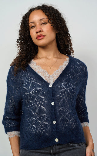 Luella Morven Mohair Blend Lace Knit Cardigan