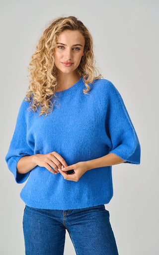Luella Delphine French Blue Round Neck Alpaca Knit Jumper