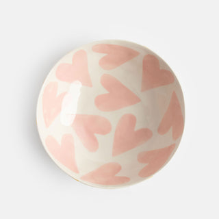 Pink Hearts/ Mustard Round Shallow owl
