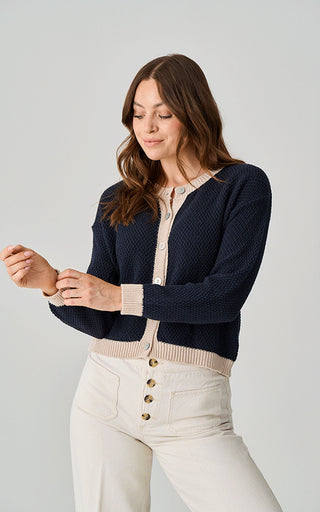 Luella Sherston  Navy Cotton Cardigan With Trim