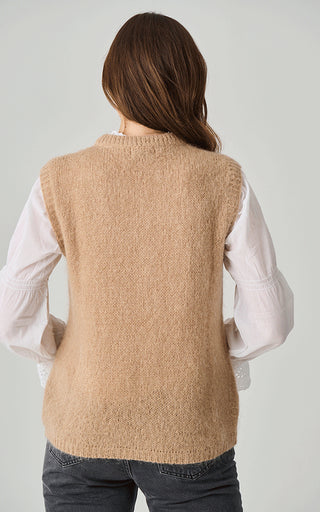 Luella Carmel Mohair Knit Round Neck Tank Top Toffee