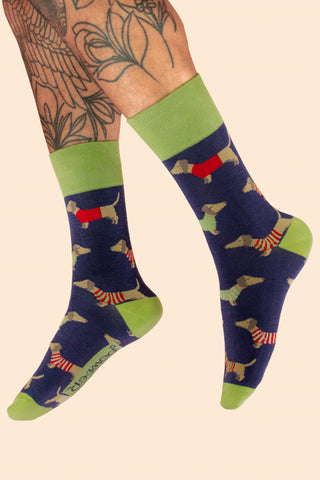 Powder - Sausage Dogs Men's Socks -Navy