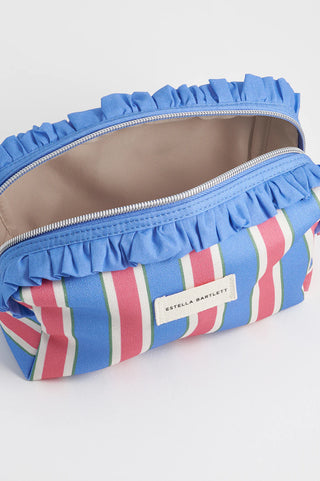 Blue Stripe Ruffle Wash Bag