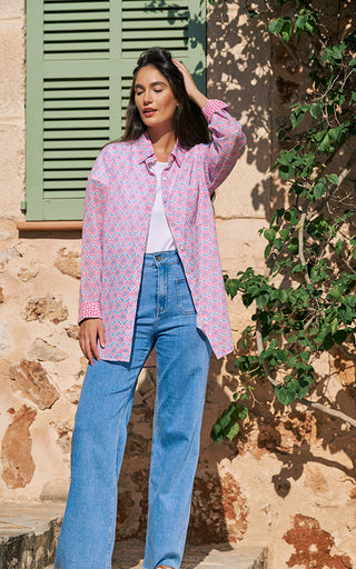 Montpellier Cotton Shirt Printed Pattern (BF) blue/Pink