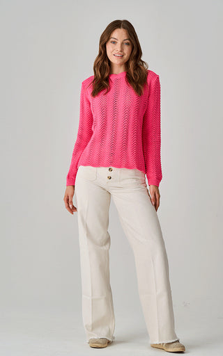 Luella Bibury Pink Cotton Open Weave Jumper