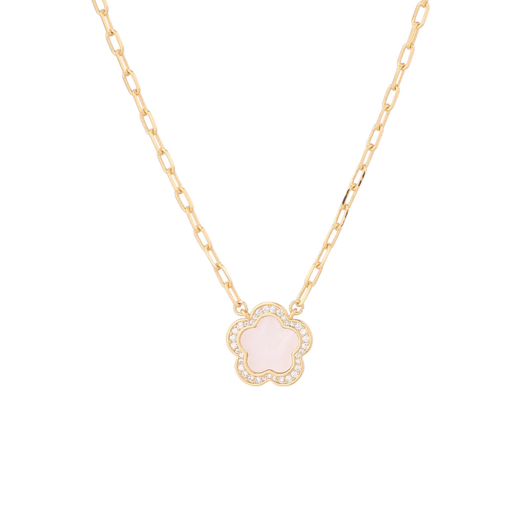 PARK LANE - GOLD PLATED CLOVER NECKLACE WITH ZIRCONIA STONES