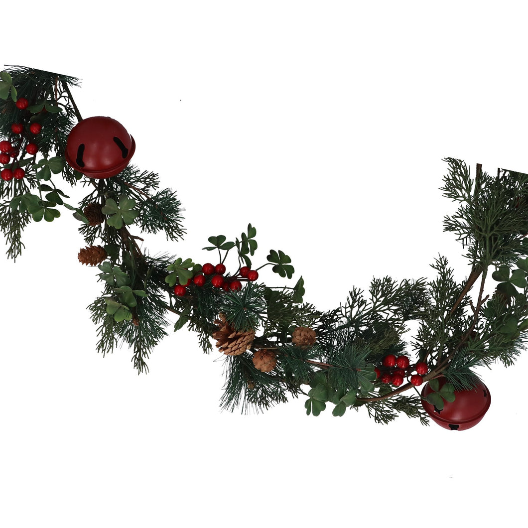 Pine Garland w Red Berries & Bells
