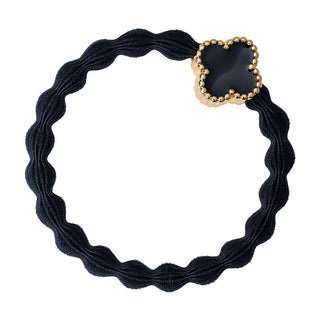 Enamel Gold Quatrefoil Black
