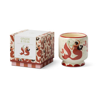 A Dopo 8oz./226g Mermaid & Moon Ceramic Candle - Ginger & Teak