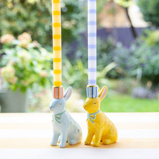 Hand-Painted Bunnies Boris & Bonnie Ceramic Candle Holders