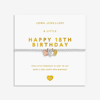 HAPPY 18TH BIRTHDAY | Silver, Gold & Rose Gold Plated | Bracelet | 17.5cm stretch