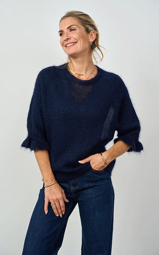 Luella Inverness Mohair Blend Fluted Sleeved Top
