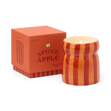 Load image into Gallery viewer, Cabana 6.5oz/184g Red/Coral Striped Ceramic Candle - Spiced Apple
