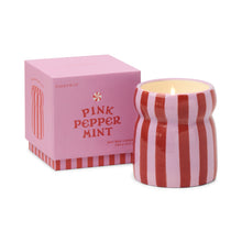 Load image into Gallery viewer, Cabana 6.5oz/184g Red/Pink Striped Ceramic Candle - Pink Peppermint
