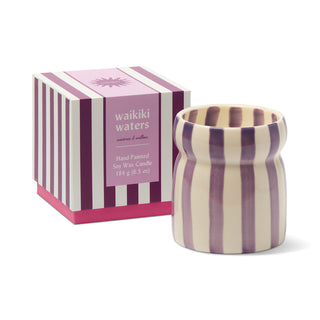 Cabana 6.5oz/184g Lavender Striped Ceramic Candle - Grecian Sand