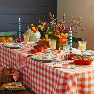 Gingham Orange Table Cloth