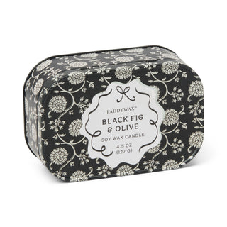 Paddywax Cherie 4.5oz/127g Printed Tin Candle - Black & Grey - Black Fig & Olive