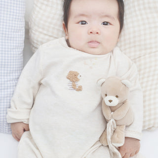 Albetta - Good Night Bear Applique Beige Marl BBG 3-6 Mths