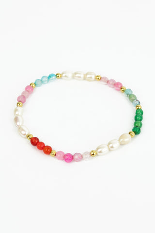 MY DORIS - PEARL AND RAINBOW BEAD BRACELET