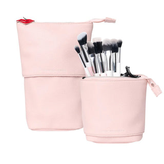 DONNA MAY Stand & Store Makeup Brush Case in Pink | Adjustable & Travel-Friendly