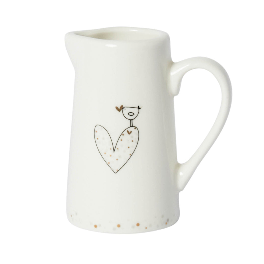 Ceramic Small Jug-Bird&Heart