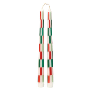 Candle Shop red and green check taper candles 2pk by Talking Tables