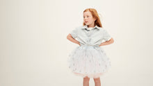 Load image into Gallery viewer, Bob &amp; Blossom Sky Blue Tutu with Silver Hearts
