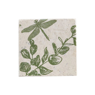 Single Stone Coaster - Dragonfly & Flora