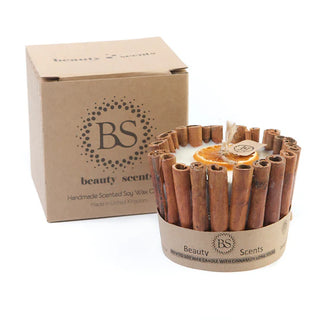 Cinnamon & Orange Scented Natural Wax Candle with Cinnamon Sticks