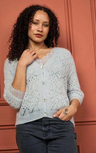 Luella Morven Mohair Blend Lace Knit Cardigan
