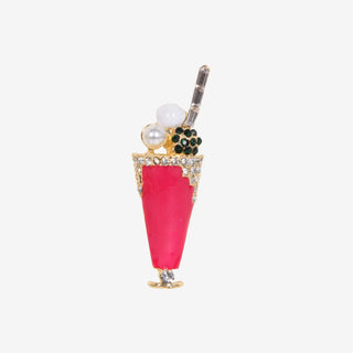 BROOCH COCKTAIL GLASS HOT PINK