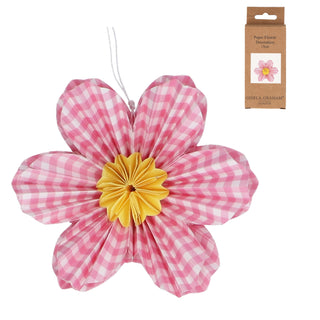 Paper Flower 15cm - Pink Gingham