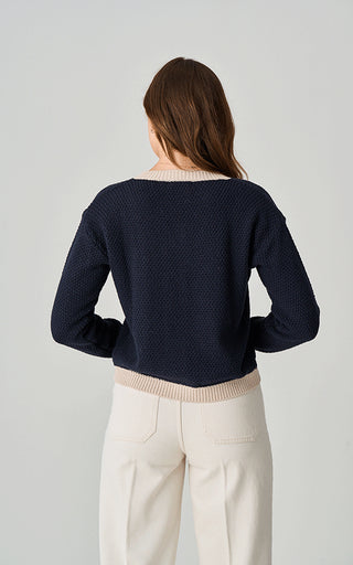Luella Sherston  Navy Cotton Cardigan With Trim