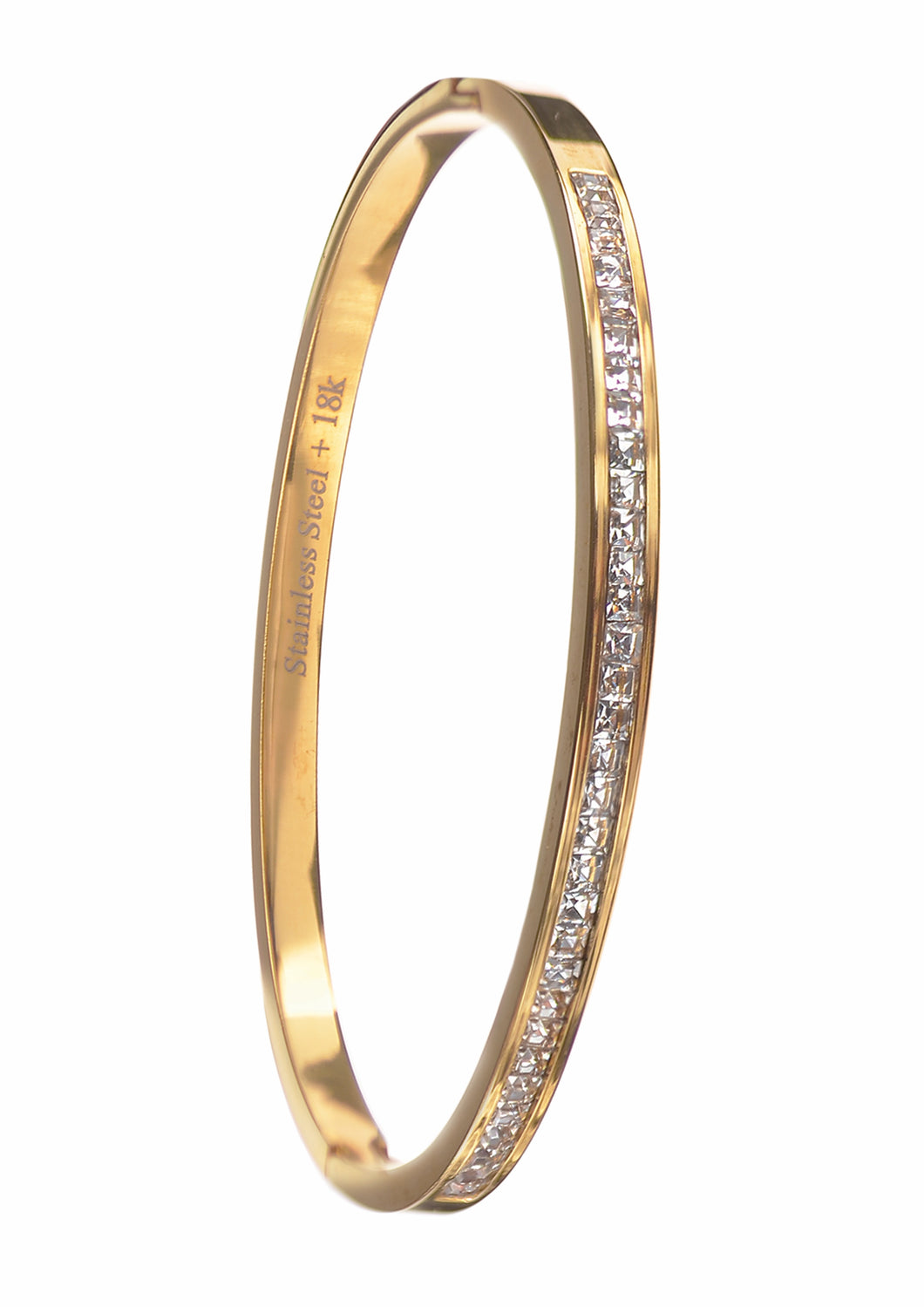 Hinged Bangle - Crys / Stainless Steel W/18k Gold PVD