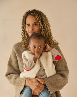 MINI CHALK DOE GILET IN BONE WHITE 12-18 Mths