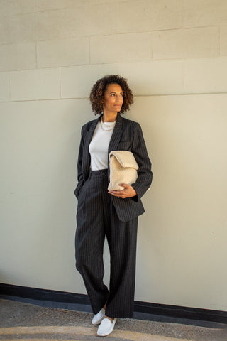 CHALK DREW BLAZER | DARK CHARCOAL PINSTRIPE