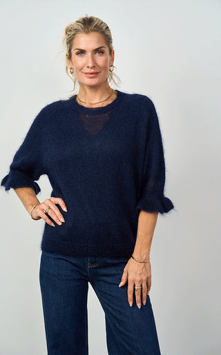 Luella Inverness Mohair Blend Fluted Sleeved Top