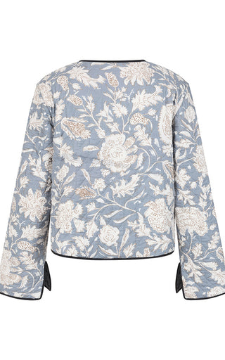 Luella Blue Printed Pattern Velvet Reversible Jacket