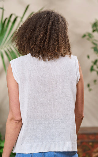 Fowey Cable Knit Cotton Tank Top Ivory