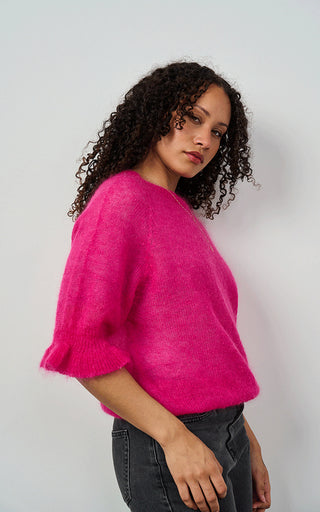 Luella Inverness Mohair Blend Fluted Sleeved Top