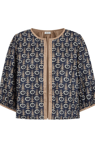 Luella Bari Jacket - Navy Taupe Printed Pattern