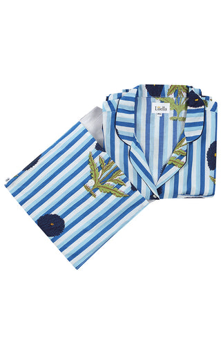 Luella Cotton Pyjama Set Printed Pattern Blue/Pale Blue