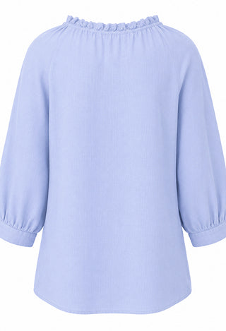 Margaux V-Neck Linen Top Iris