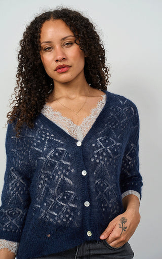 Luella Morven Mohair Blend Lace Knit Cardigan