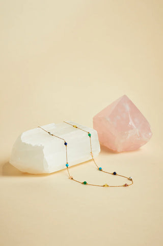 Estella Bartlett Wellness - Mixed Gemstone Paperlink Necklace