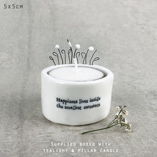 Load image into Gallery viewer, Candle &amp; Tea Light Holder - Happiness
